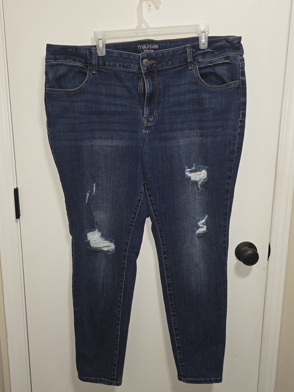 Maurices Navy Distressed Skinny Jeans